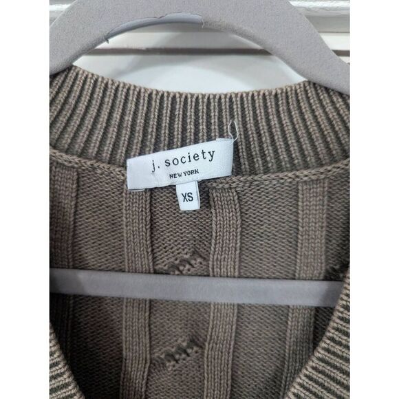 J. Society Varsity Sweater women's size XS green preppy collegiate cable knit - Picture 3 of 7